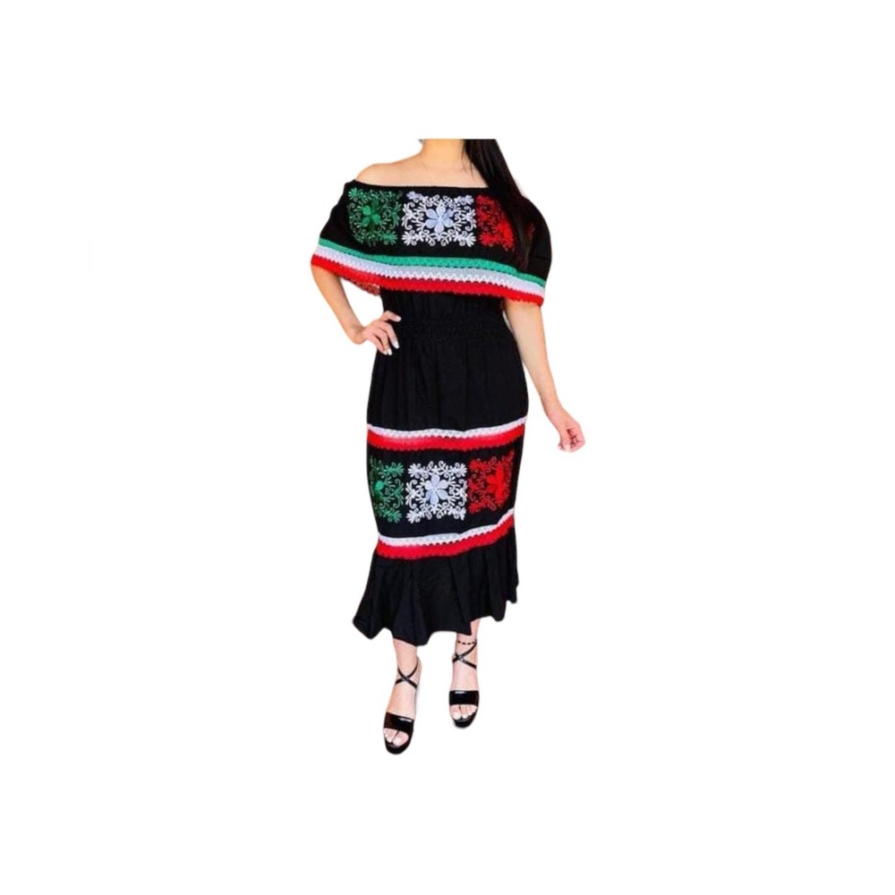 Off the Shoulder Victoria Floral Tricolor Dress